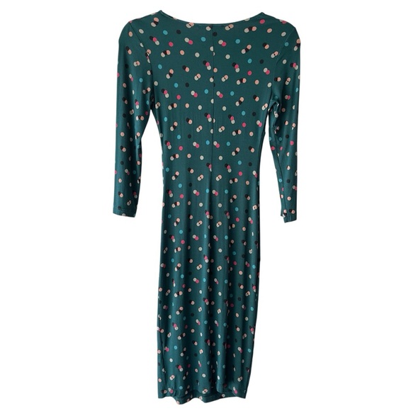 BODEN | NWOT ROSALIE TWIST FRONT JERSEY DRESS POLKA DOT DARK GREEN | 2 PETITE - Picture 7 of 10